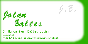 jolan baltes business card